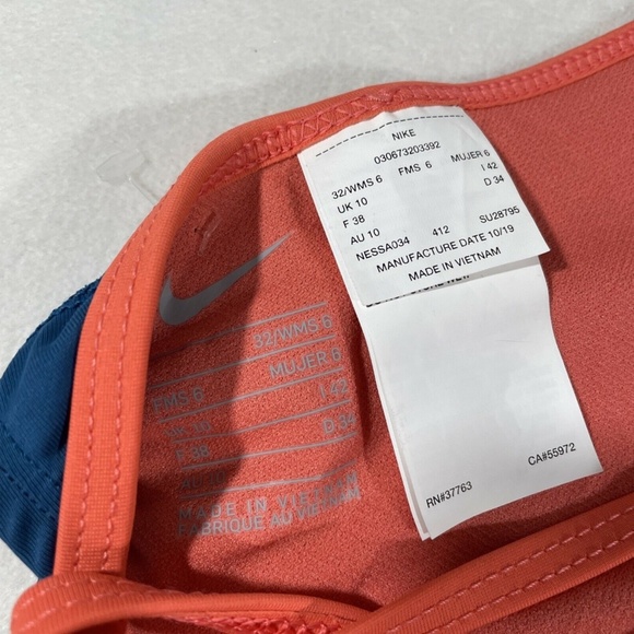 NEW Nike‎ [ 6 ] Cross Tie Back One Piece Swimsuit in Blue /Coral - Picture 12 of 12